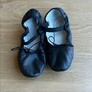 Black Bloch Ballet Flats with Elastic Strap, lightly used